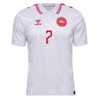 Denmark Mathias Jensen #7 Replica Away Shirt Euro 2024 Short Sleeve